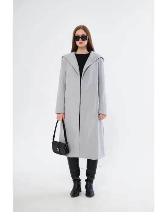 Kapşonlu Kaşe Kaban