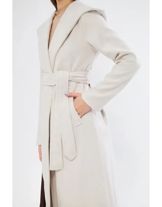 Kapşonlu Kaşe Kaban