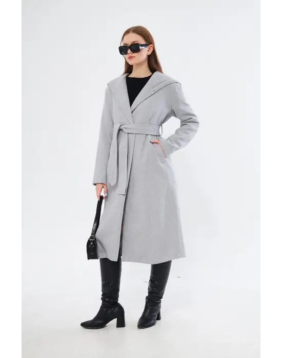 Kapşonlu Kaşe Kaban