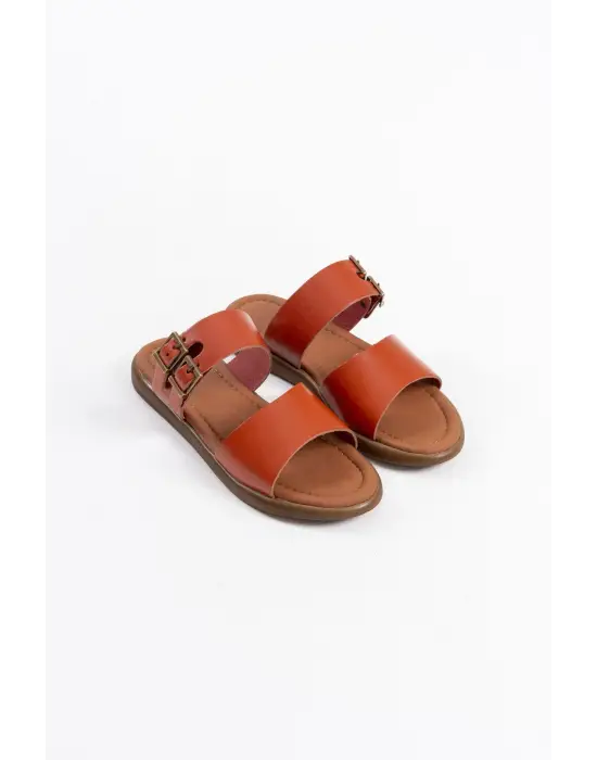 Kares Kiremit Hakiki Deri Terlik