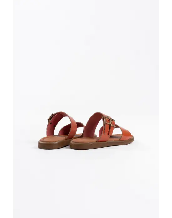 Kares Kiremit Hakiki Deri Terlik