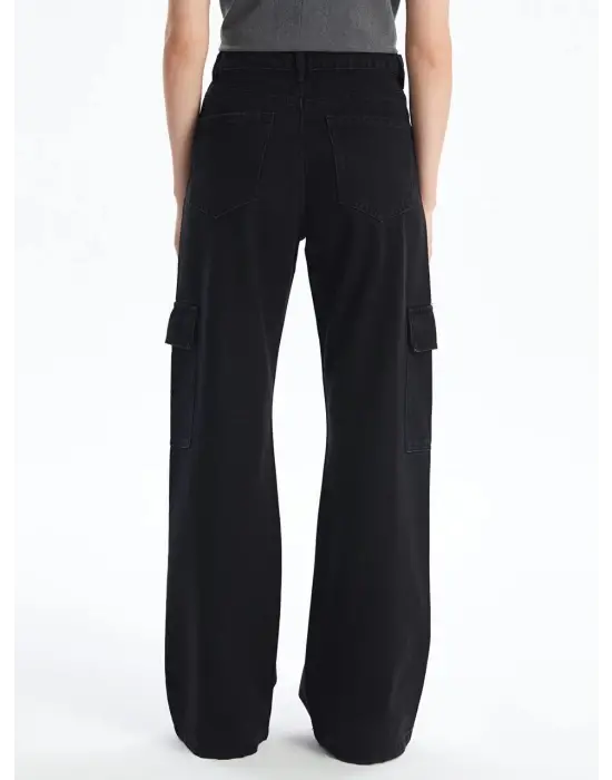 Kargo Cep Jeans Pantolon Siyah