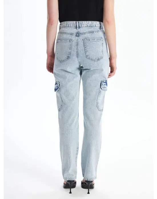 Kargo Cep Kar Yıkama Jeans Pantolon