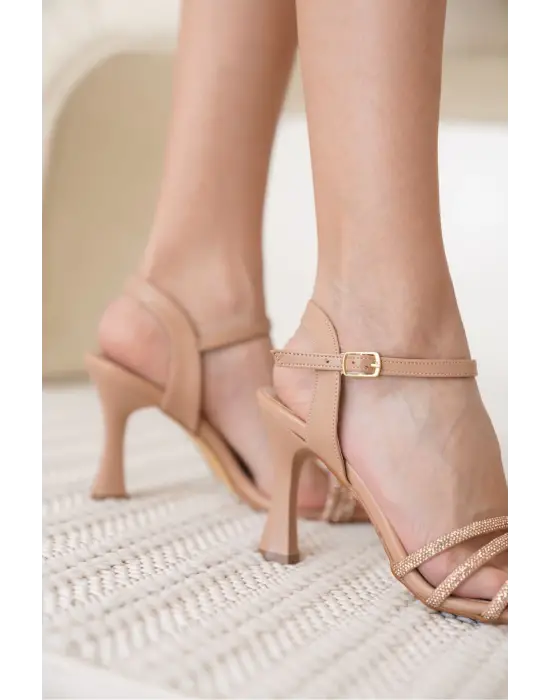 Karla Nude Kadın Taşlı Sandalet