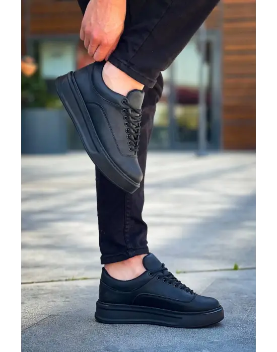 Tb-005 Terzi Bey Siyah Cilt Siyah Taban  Bağcıklı  Günlük Erkek  Ayakkabı