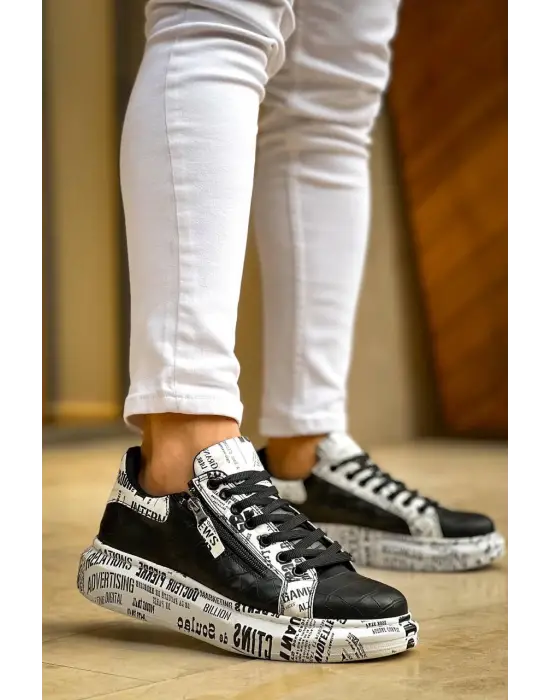 Tb-02  Terzi Bey Bağcıklı Crocodile Siyah Gazete Günlük Erkek Ayakkabı