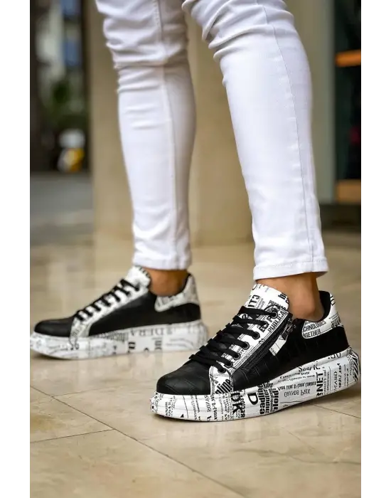 Tb-02  Terzi Bey Bağcıklı Crocodile Siyah Gazete Günlük Erkek Ayakkabı