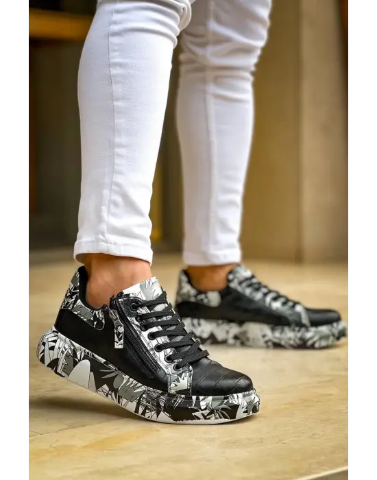 Tb-02  Terzi Bey Bağcıklı Crocodile Siyah Siyah Günlük Erkek Ayakkabı