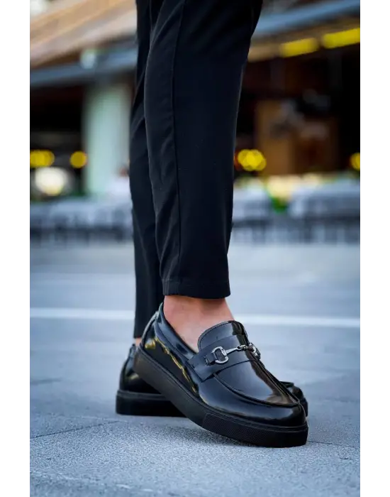 Tb-027  Terzi Bey Bağcıksız Kömür Rugan G Günlük Erkek Ayakkabı