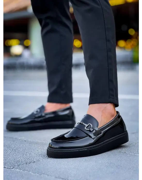 Tb-027  Terzi Bey Bağcıksız Kömür Rugan G Günlük Erkek Ayakkabı