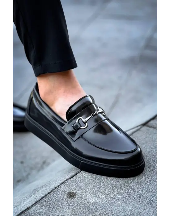 Tb-027  Terzi Bey Bağcıksız Kömür Rugan G Günlük Erkek Ayakkabı