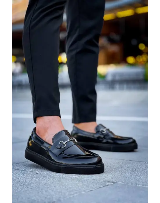 Tb-027  Terzi Bey Bağcıksız Kömür Rugan G Günlük Erkek Ayakkabı