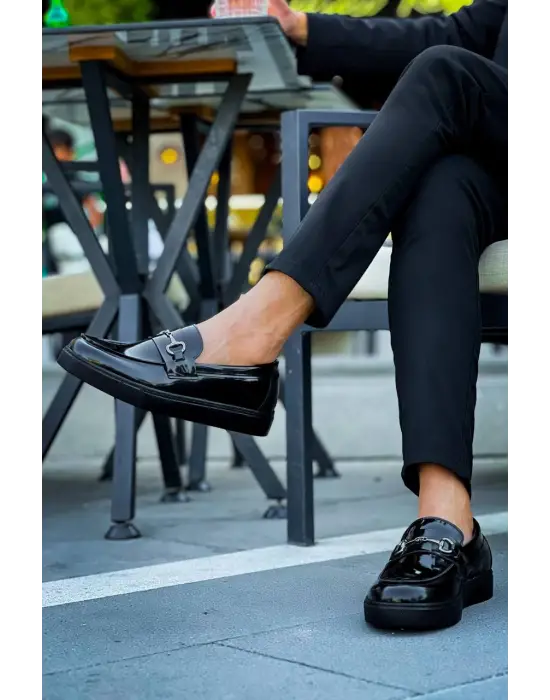 Tb-027  Terzi Bey Bağcıksız Kömür Rugan G Günlük Erkek Ayakkabı