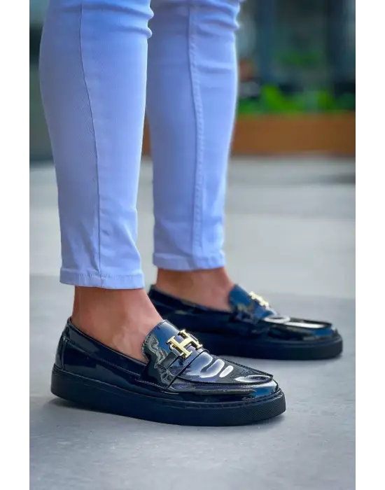 Tb-027  Terzi Bey  Bağcıksız Kömür Rugan H Günlük Erkek Ayakkabı