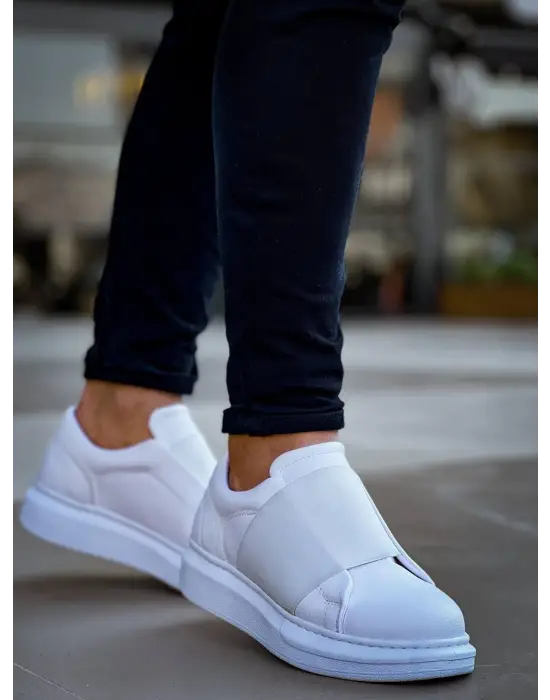 Tb-040  Terzi Bey Beyaz Cilt   Lastikli  Günlük Erkek  Ayakkabı