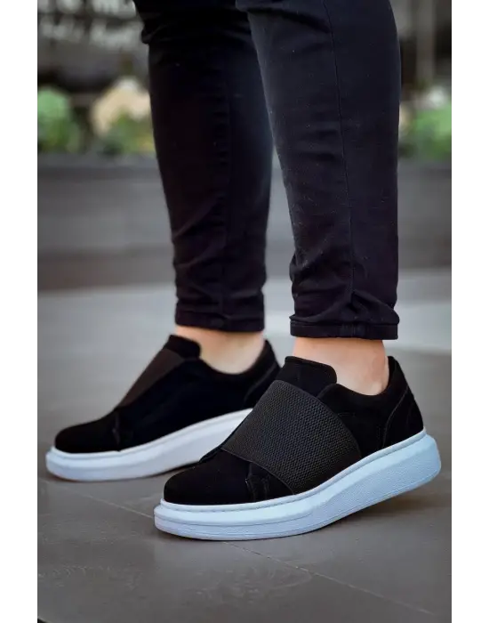 Tb-040  Terzi Bey Siyah Süet   Lastikli  Günlük Erkek  Ayakkabı