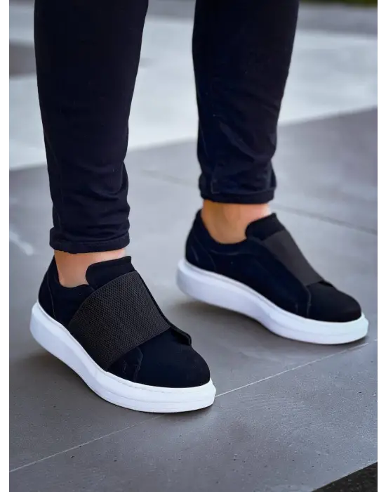 Tb-040  Terzi Bey Siyah Süet   Lastikli  Günlük Erkek  Ayakkabı