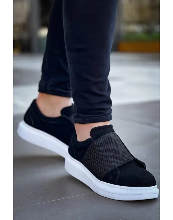 Tb-040  Terzi Bey Siyah Süet   Lastikli  Günlük Erkek  Ayakkabı