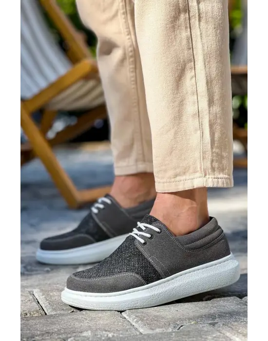 Tb-042  Terzi Bey Bağcıklı Gri Günlük Erkek Ayakkabı