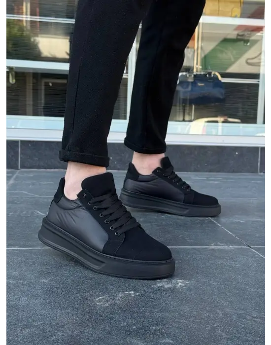 Tb-046 Terzi Bey Siyah Paraşüt Siyah Yüksek Taban Günlük Spor Ayakkabı