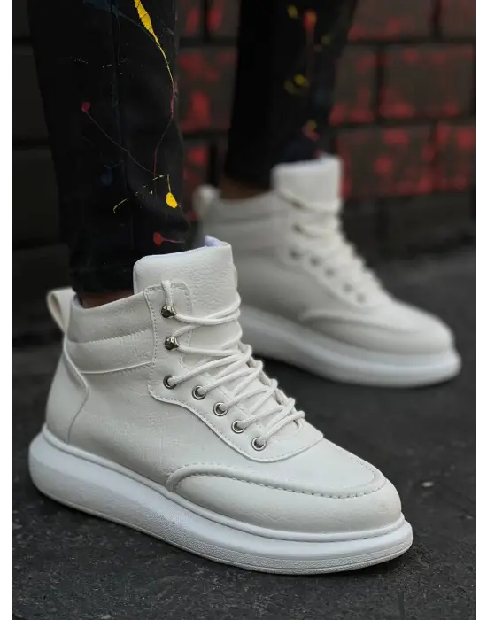 Tb-0994  Terzi Bey Beyaz Cilt  Yüksek Taban  Erkek Bilek Bot