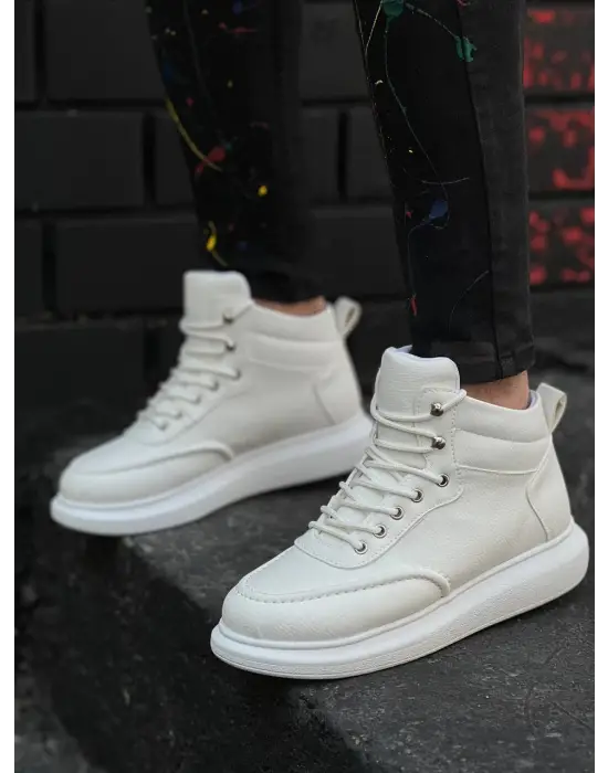 Tb-0994  Terzi Bey Beyaz Cilt  Yüksek Taban  Erkek Bilek Bot