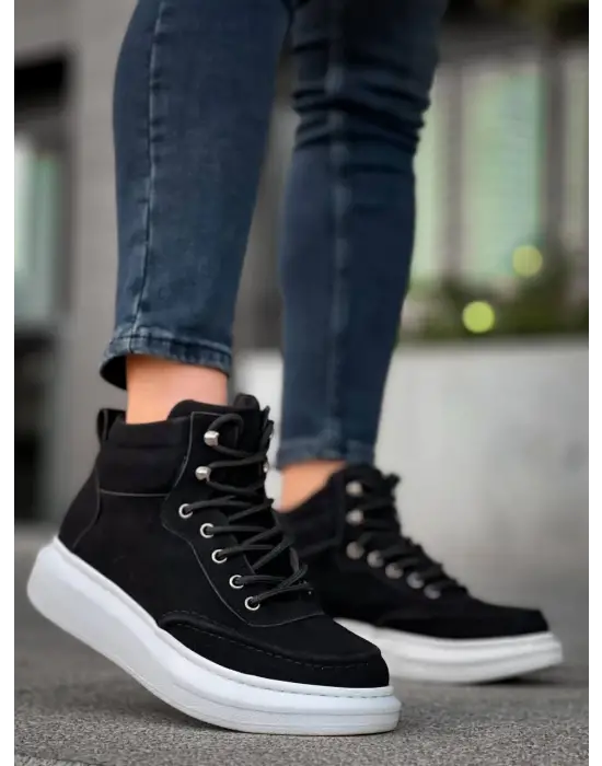 Tb-0994  Terzi Bey Siyah Süet  Yüksek Taban  Erkek Bilek Bot