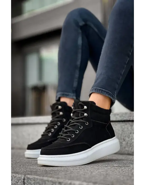 Tb-0994  Terzi Bey Siyah Süet  Yüksek Taban  Erkek Bilek Bot