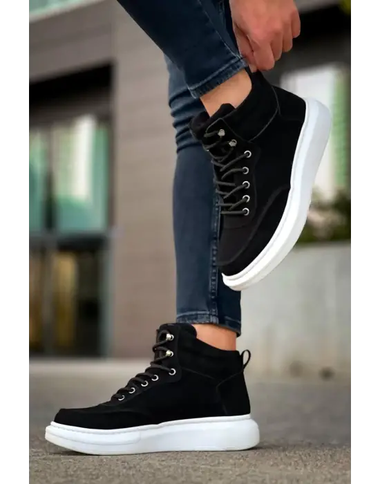 Tb-0994  Terzi Bey Siyah Süet  Yüksek Taban  Erkek Bilek Bot