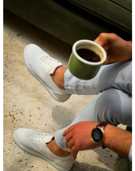 Tb-101 Terzi Bey Beyaz Triko Bağcıklı Günlük Erkek Ayakkabı