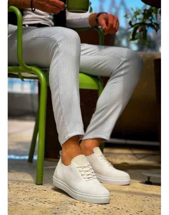 Tb-101 Terzi Bey Beyaz Triko Bağcıklı Günlük Erkek Ayakkabı