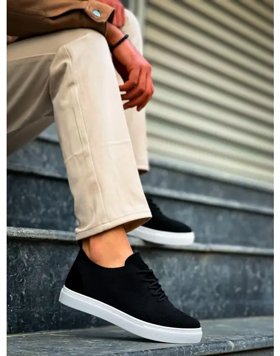 Tb-101 Terzi Bey Siyah Triko Bağcıklı Günlük Erkek Ayakkabı