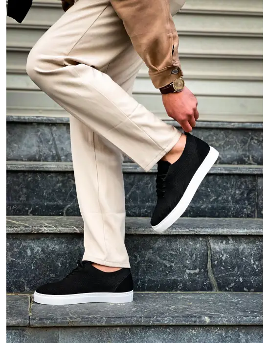 Tb-101 Terzi Bey Siyah Triko Bağcıklı Günlük Erkek Ayakkabı