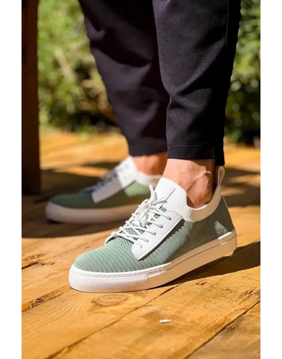 Tb-110  Terzi Bey Yeşil Triko Yüksek Taban Bağcıklı Günlük Erkek Ayakkabı