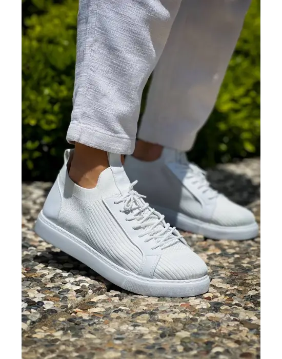 Tb-112   Terzi Bey Beyaz Triko Bağcıklı  Günlük Erkek  Ayakkabı