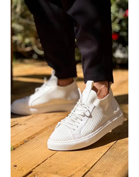 Tb-112   Terzi Bey Beyaz Triko Bağcıklı  Günlük Erkek  Ayakkabı