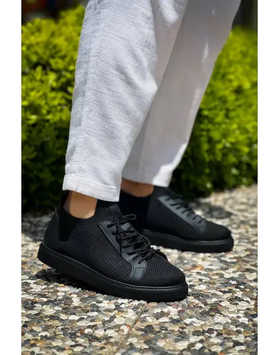 Tb-112  Terzi Bey Siyah Siyah Tabantriko Bağcıklı  Günlük Erkek  Ayakkabı