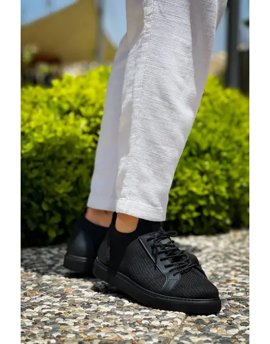 Tb-112  Terzi Bey Siyah Siyah Tabantriko Bağcıklı  Günlük Erkek  Ayakkabı