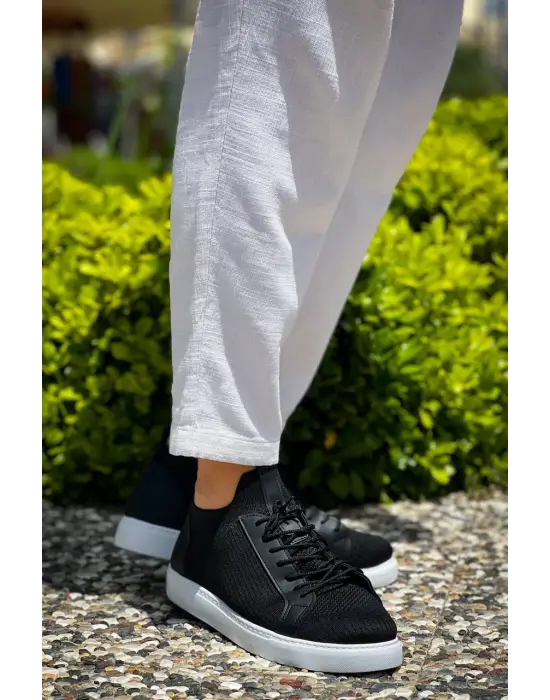 Tb-112   Terzi Bey Siyah Triko Bağcıklı  Günlük Erkek  Ayakkabı