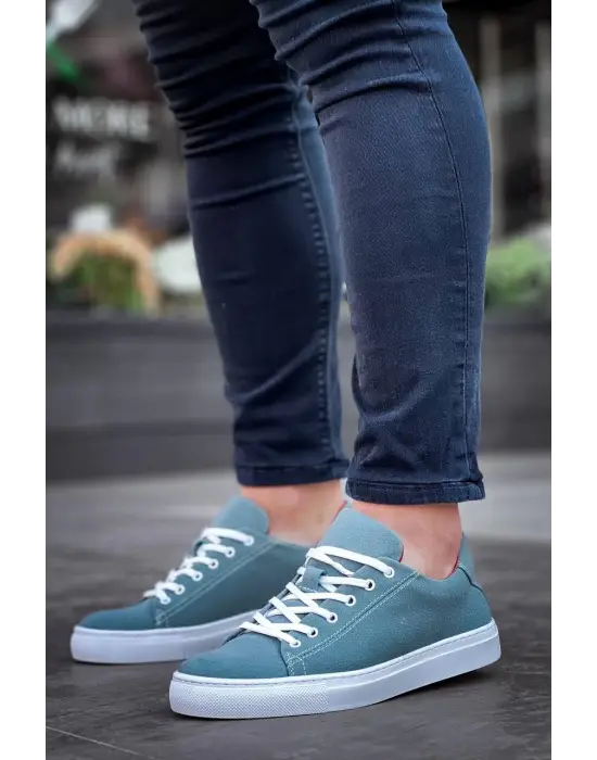 Tb-122  Terzi Bey  Bebe Mavi Süet Yüksek Taban Bağcıklı Günlük Erkek Ayakkabı