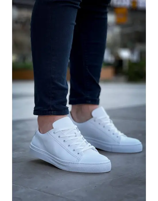 Tb-122  Terzi Bey Beyaz Cilt Yüksek Taban Bağcıklı Günlük Erkek Ayakkabı