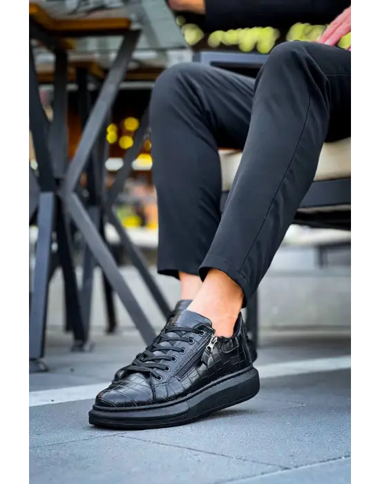 Tb-309  Terzi Bey Kömür Fermuar Ve Bağcıklı  Günlük Erkek  Ayakkabı