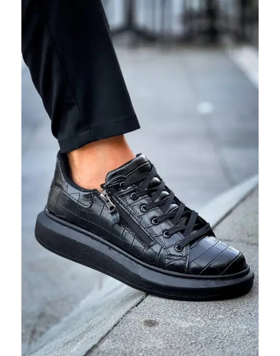 Tb-309  Terzi Bey Kömür Fermuar Ve Bağcıklı  Günlük Erkek  Ayakkabı