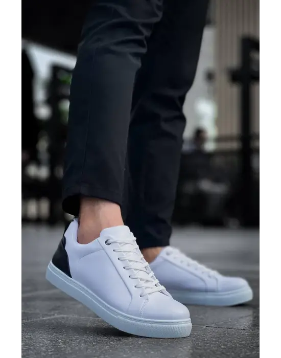 Tb-bx1 Terzi Bey Beyaz Siyah Cilt  Detaylı  Yüksek Beyaz Taban Günlük Erkek Ayakkabı