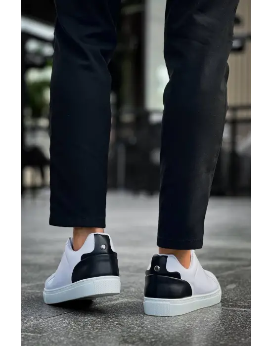 Tb-bx1 Terzi Bey Beyaz Siyah Cilt  Detaylı  Yüksek Beyaz Taban Günlük Erkek Ayakkabı