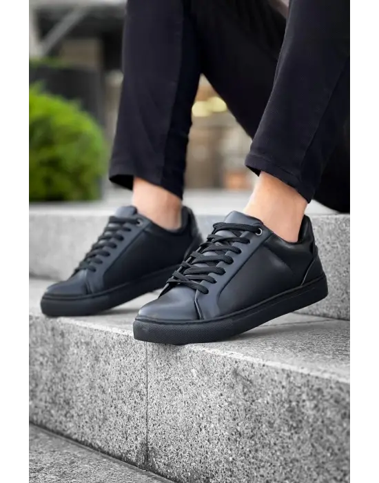 Tb-bx1  Terzi Bey Siyah Cilt Yüksek Siyah Taban Günlük Erkek Ayakkabı