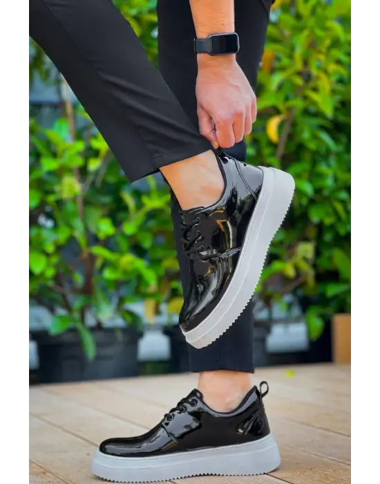 Tb-x3  Terzi Bey Siyah Rugan  Bağcıklı  Günlük Erkek  Ayakkabı