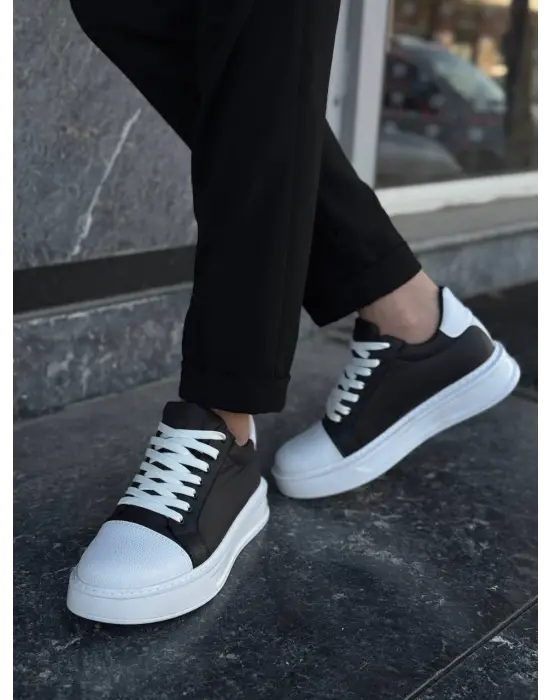 Tb-x46 Terzi Bey Siyah Beyaz Yüksek Beyaz Taban Günlük Spor Ayakkabı