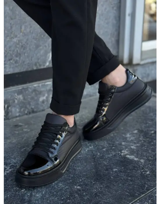 Tb-x46 Terzi Bey Siyah Rugan Yüksek Siyah Taban Günlük Spor Ayakkabı