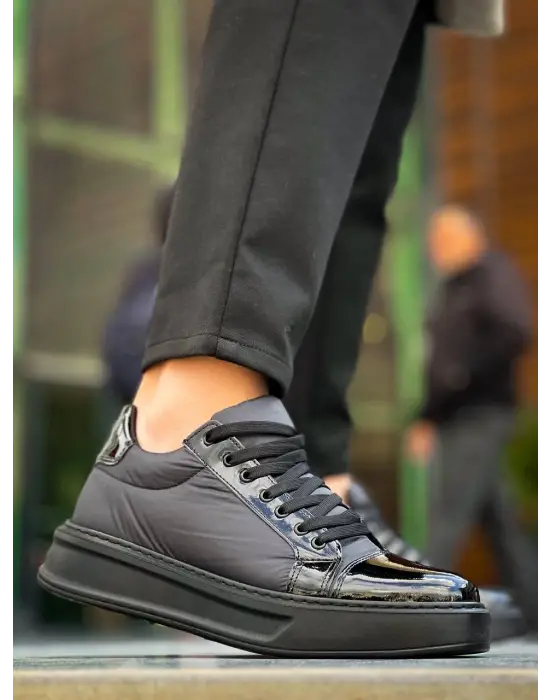 Tb-x46 Terzi Bey Siyah Rugan Yüksek Siyah Taban Günlük Spor Ayakkabı